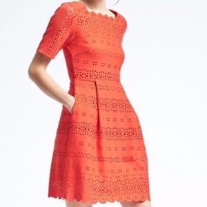 Banana Republic Bright Orange Scuba Dress